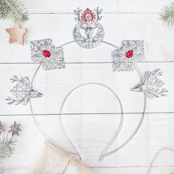 Handmade Accessories - Elk Halo Headband, Deer Halo Crown, Animal Halo Headpiece, Silver Halo Crown